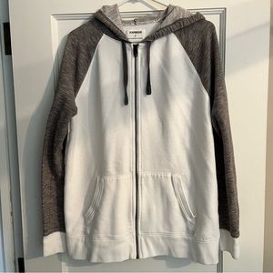 Express Grey and White Zip Up Hoodie